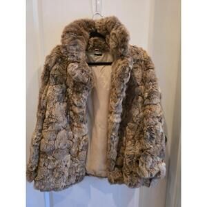 Step Out In Vintage Elegance Brown Genuine Rabbit Fur Coat Sz S